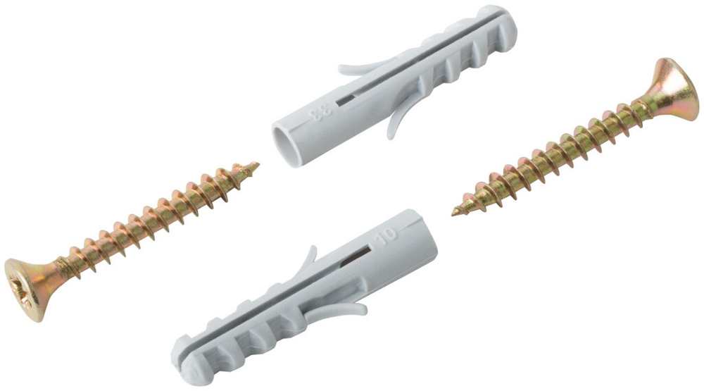 Крепление для плинтусов.Комплект: дюбель с шурупом 6х30/4х30 (фасовка 12 шт) 24891-2 ХВАТ