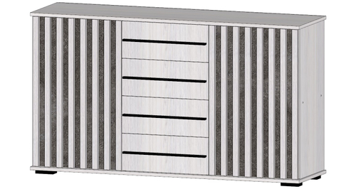 Марракеш Комод 2 створки 4 ящика Анкор светлый / Цемент темный