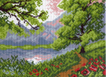 "Пейзаж в горах"-0518/1 канва с рисунком