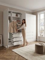 Шкаф 160х50х220, Марм, для одежды распашной 4 двери 3 ящика со штангой и полками, Dipriz