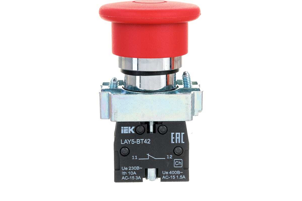 Кнопка управления LAY5-BT42 "Грибок" аварийная с фиксацией IEK