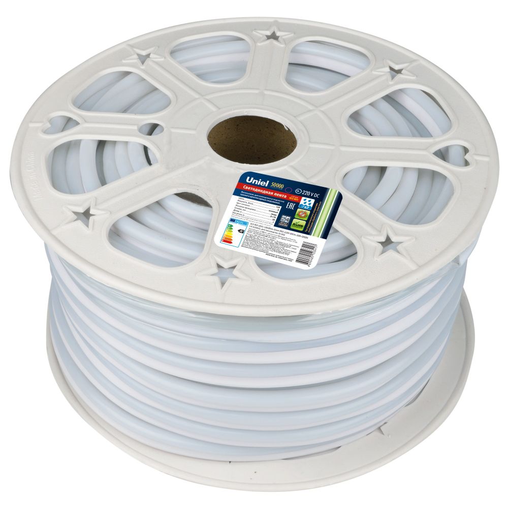 ULS-N21-2835-120LED-m-8mm-IP67-220V-8W-m-50M-GREEN Светодиодная гибкая герметичная лента. NEON. Бобина 50 м. Зеленый свет. TM Uniel.