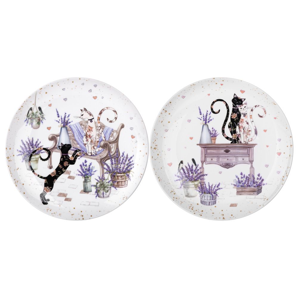 НАБОР ТАРЕЛОК ЗАКУСОЧНЫХ LEFARD "ЛАВАНДОВЫЕ КОТЫ" 2 ШТ. 20,5*2 СМ (КОР=18НАБ.)