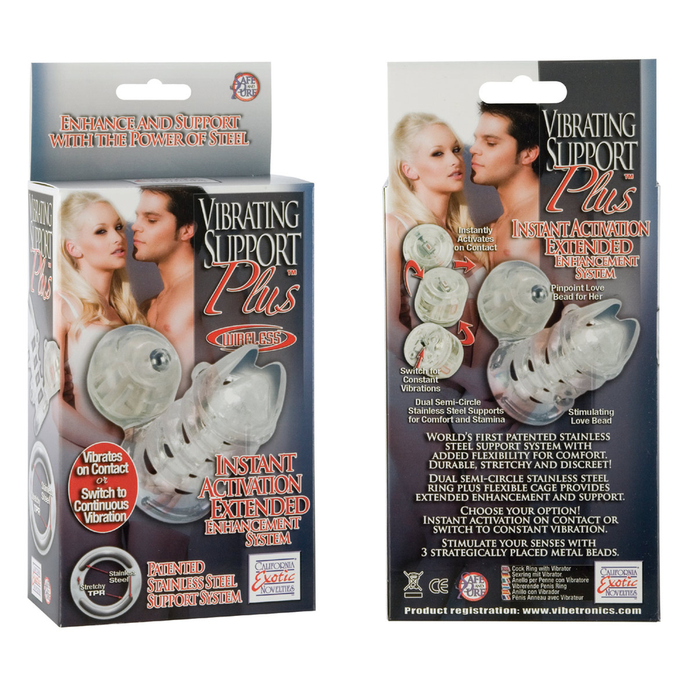 Вибронасадка с клиторальным стимулятором Vibrating Support Plus Instant Activation (Цвет: прозрачный)