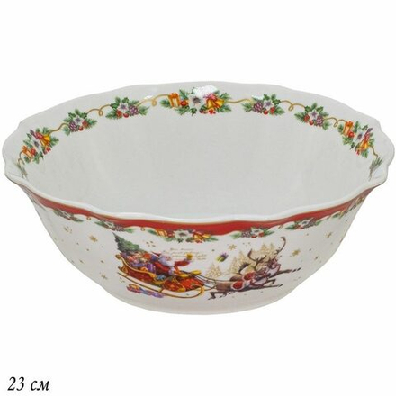 Lenardi 205-309 Салатник 23x8см НОВЫЙ ГОД в под.уп.(х18)Фарфор