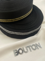 Репсовая лента черная с золотистыми полосками