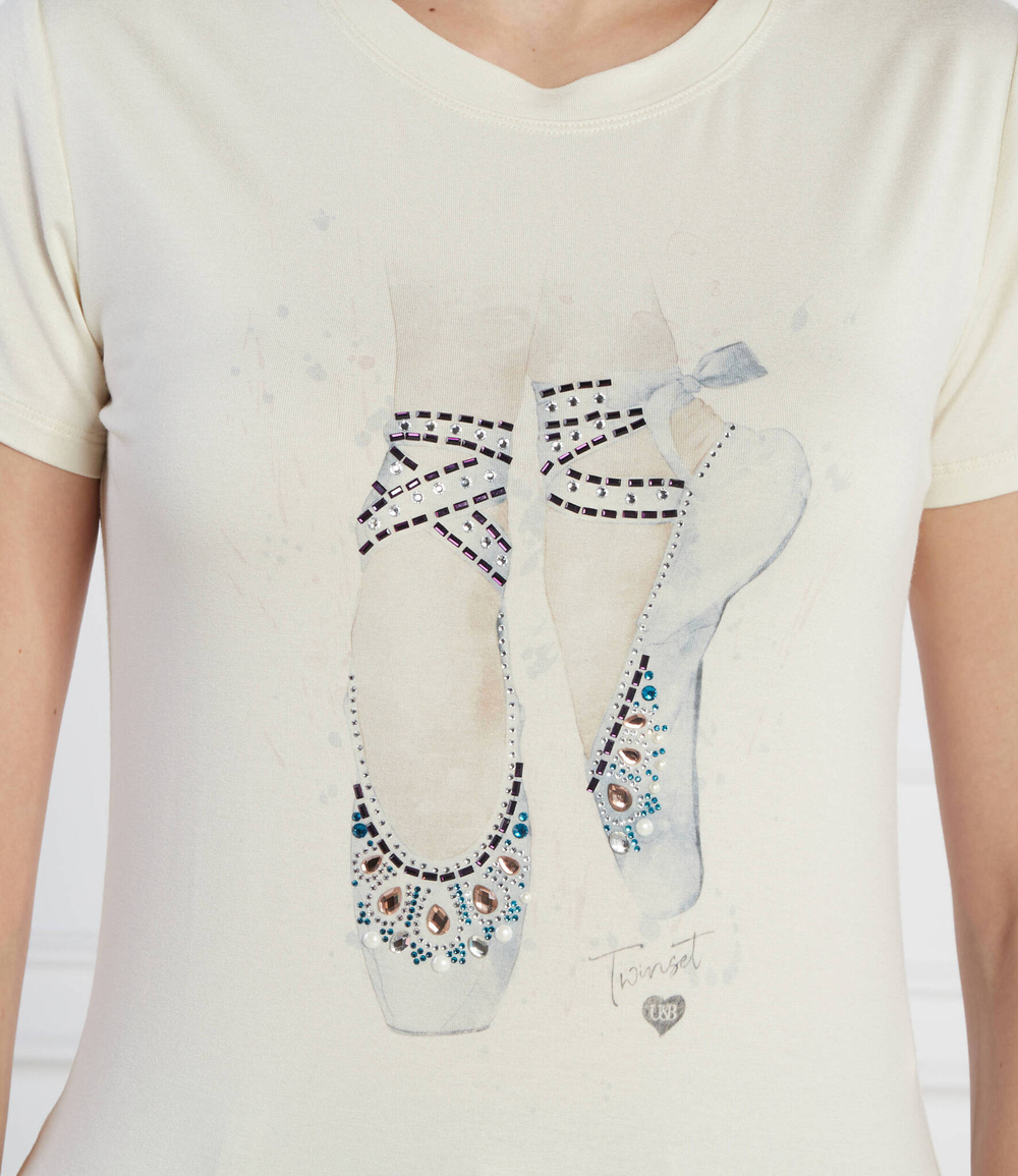 футболка Twinset U&amp;B - кремовый(222LL2UGG)