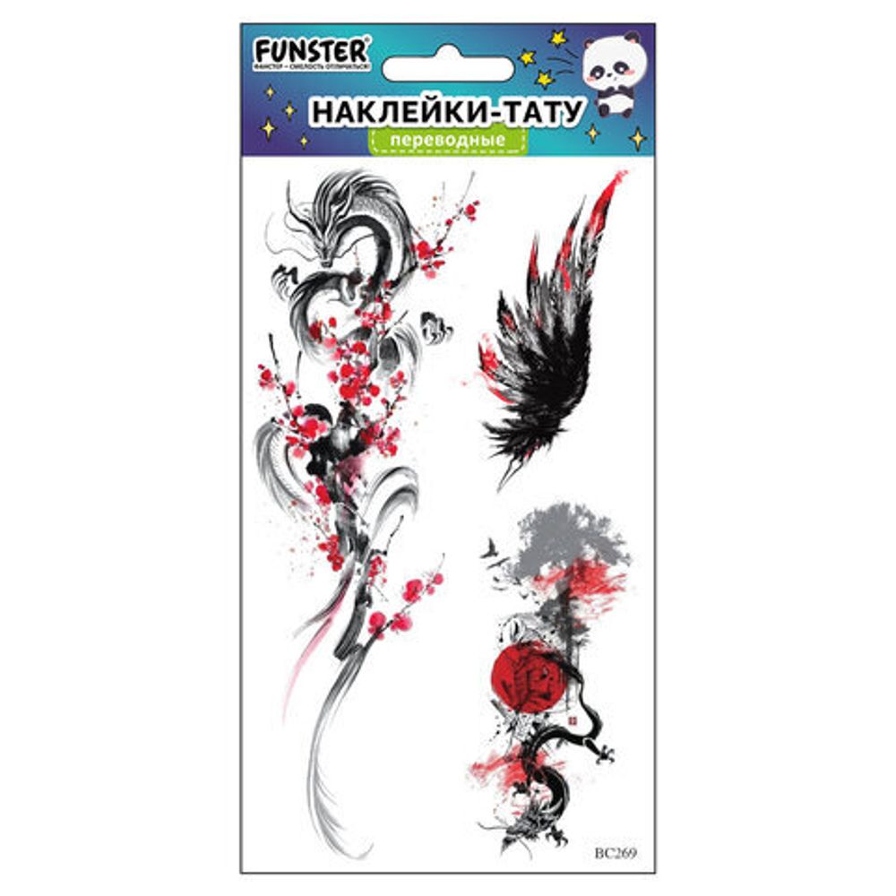 Наклейки-тату переводные "Цветные", 20,5х10 см, ассорти 12 видов, FUNSTER (ФАНСТЕР), 666105