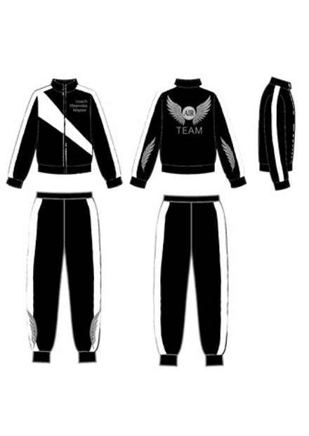 Костюм спортивный командный из футера черно-белый с вышивкой