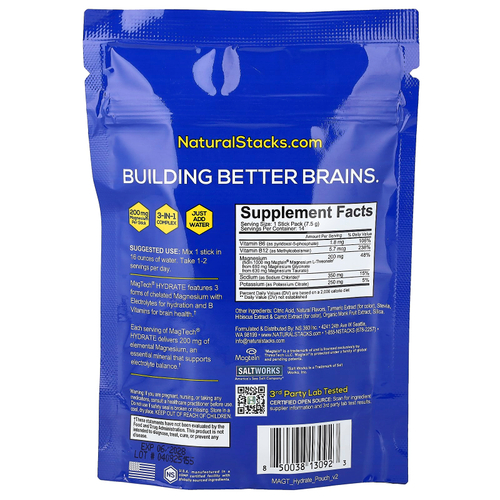 Natural Stacks, Magtech® Hydrate, цитрус, 14 стик-пакетов по 7,5 г (0,26 унции)