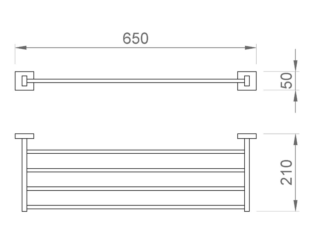 Полка для полотенец 650 мм нерж. сталь CLASSIC 09034.B глянцевый