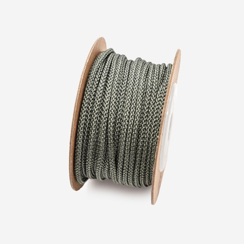 Нить смесовая для браслетов, нейлон, хлопок, оттенок "Темно-серый", 2мм