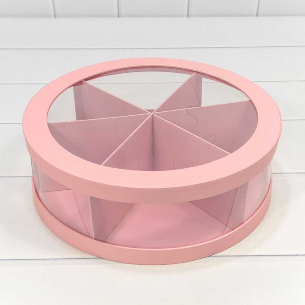 Коробка сборная 30х10 см с окошком (Розовый)