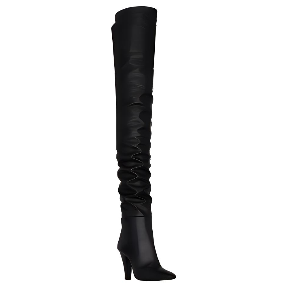 SAINT LAURENT Yves Over The Knee Boots 9.5cm Women"s Black