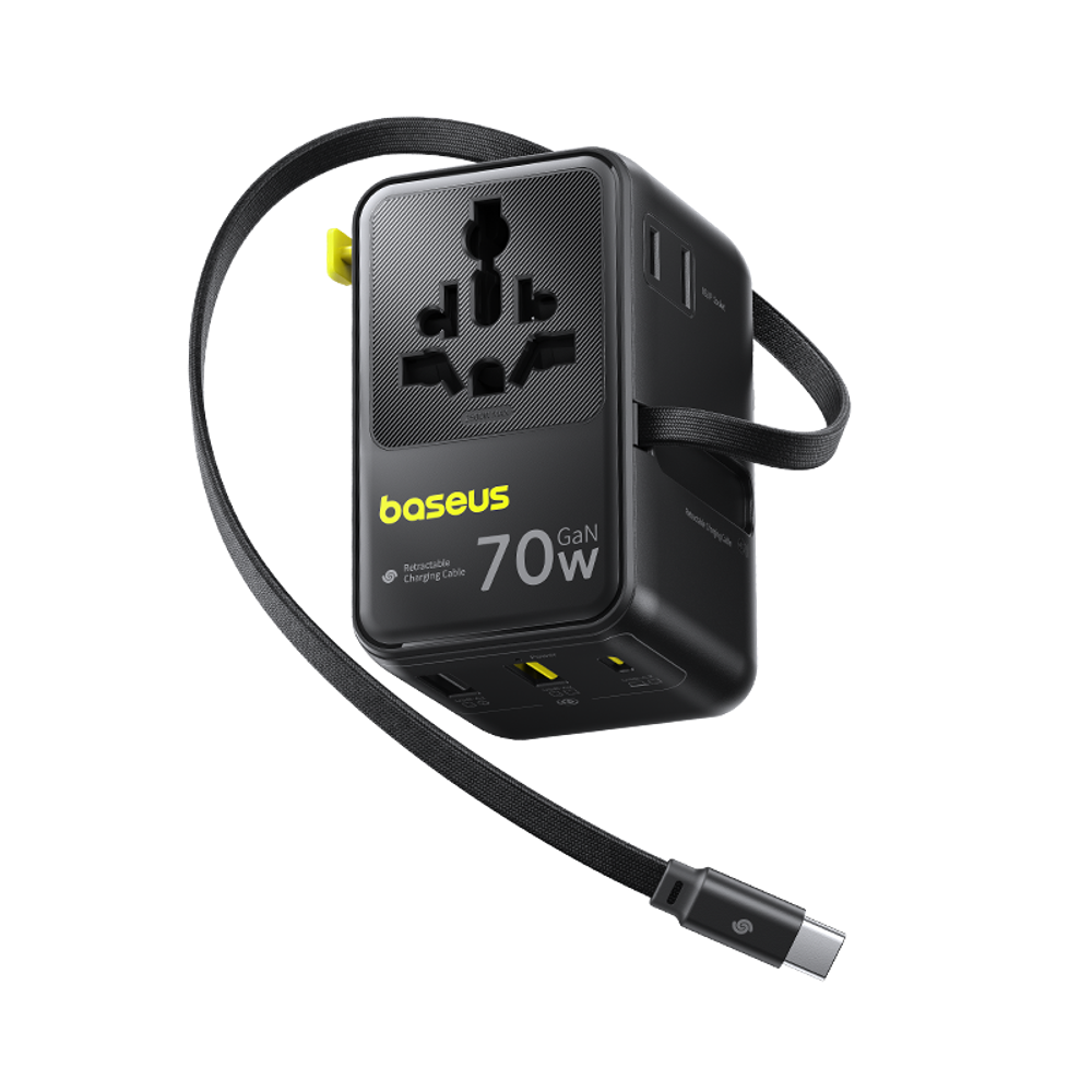 Зарядное устройство Baseus EnerCore CG11 Universal Travel 2AC+2U+2C+Retractable-C 70W