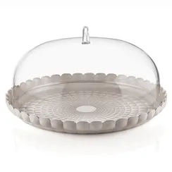 Подставка для торта с крышкой tiffany, D36 см, серо-бежевая