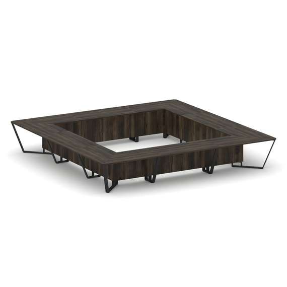 Steel Meet Стол переговорный квадратный KDK-PR.B.SP-24K Дуб Мали/Металл Черный 4800*4800*750