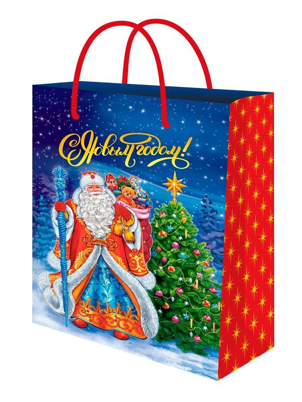 Пакет подар. бум. новогодн. 22*31*10см, 157 гр/м "Дед Мороз с подарками"