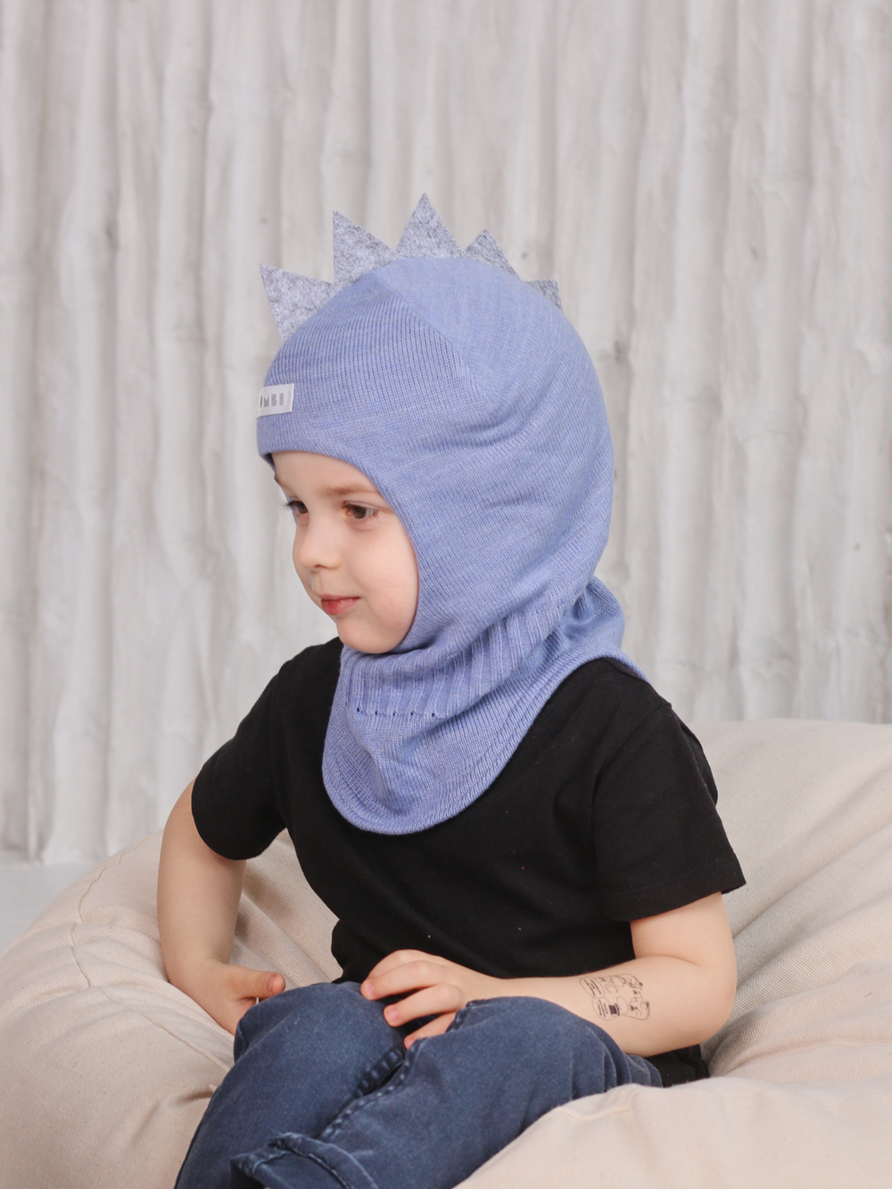 Шлем весенний/осенний вязаный (Деним) ОРЕО*