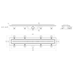 Трап линейный пласт. СУХОЙ 650*62 вып.40мм, стальн. нерж решетка глянец "Риф" АНИ пласт TLQ1265G