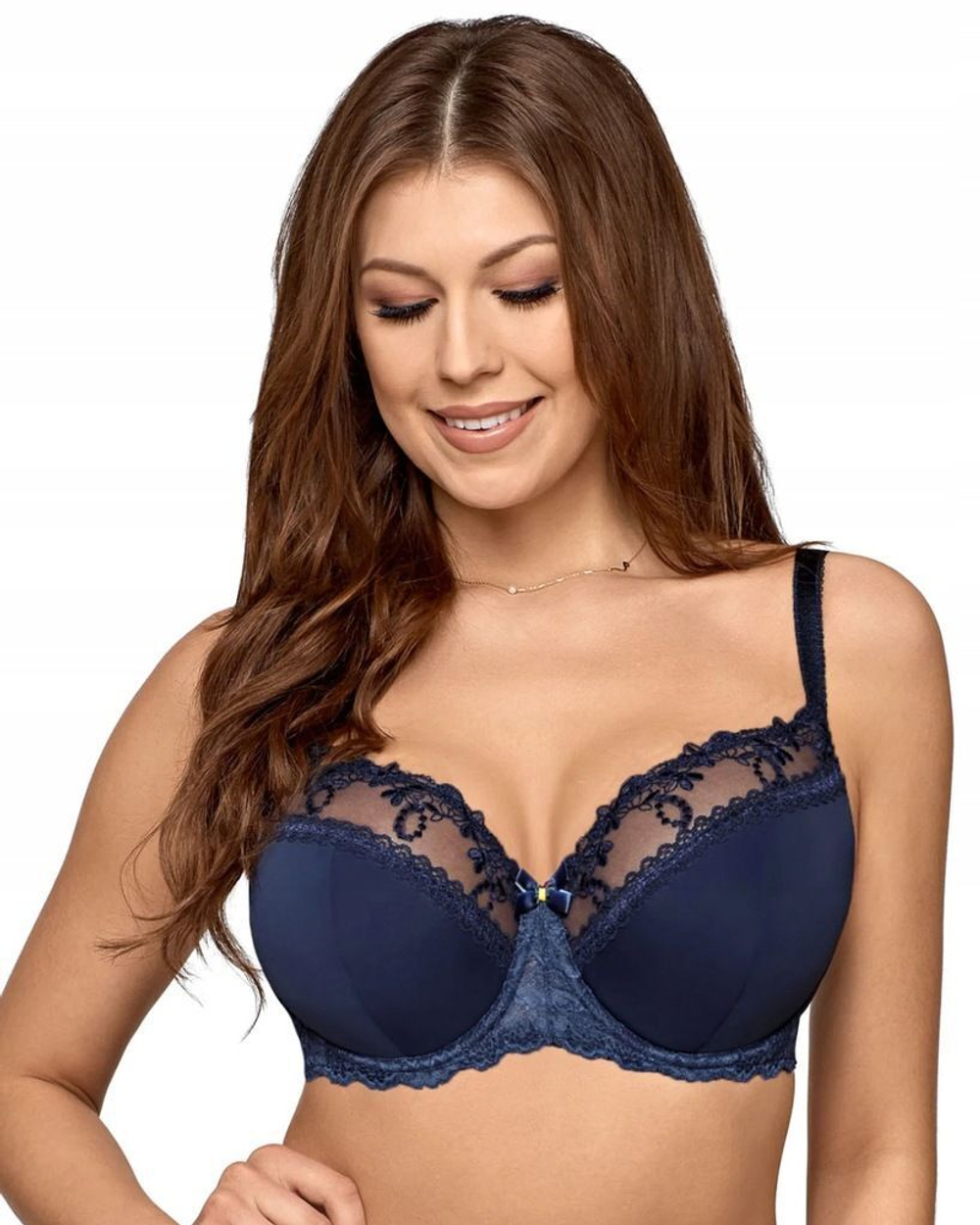 Бюстгальтер с полусшивными чашками с изысканным кружевом (Размер: 80D) (Цвет: белый)