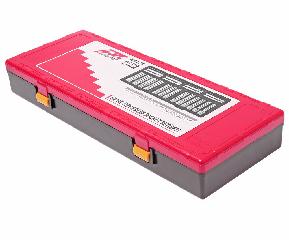 Набор головок торцевых 1/2" 6-ти гранных 10-32мм глубоких 17 предметов в кейсе JTC