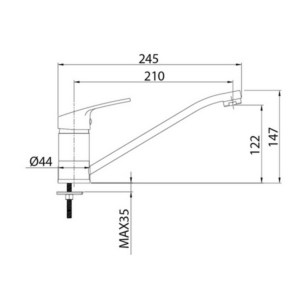 Смеситель для кухни 35к Milardo M06SB00M05 "Meal"  длинный пов излив ХРОМ