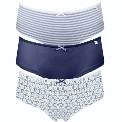 Набор из 3 сине-белых трусиков-шортиков Alice (Размер: M) (Цвет: синий с белым)