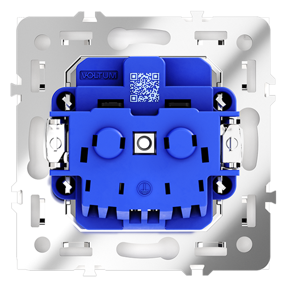 Розетка встраиваемая VOLTUM S70 с заземлением и защитными шторками, 16А, (белый глянцевый)