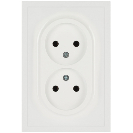 Розетка ЭРА Galaxy 15-2107-01 без заземления двойная 2X2P 16А-250В IP20 белый