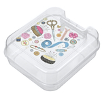 Контейнер для хранения "Tule" 260x230x100мм с декором "Рукоделие" (бесцветный)