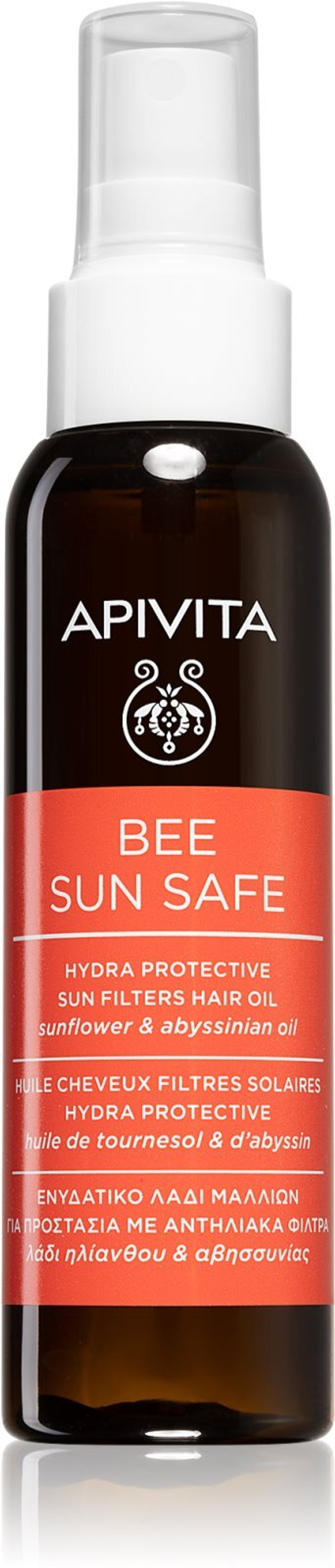 Apivita Bee Sun Safe - увлажняющее масло для волос, подвергшихся вредному воздействию солнечных лучей /   100  ml  / GTIN 5201279088477