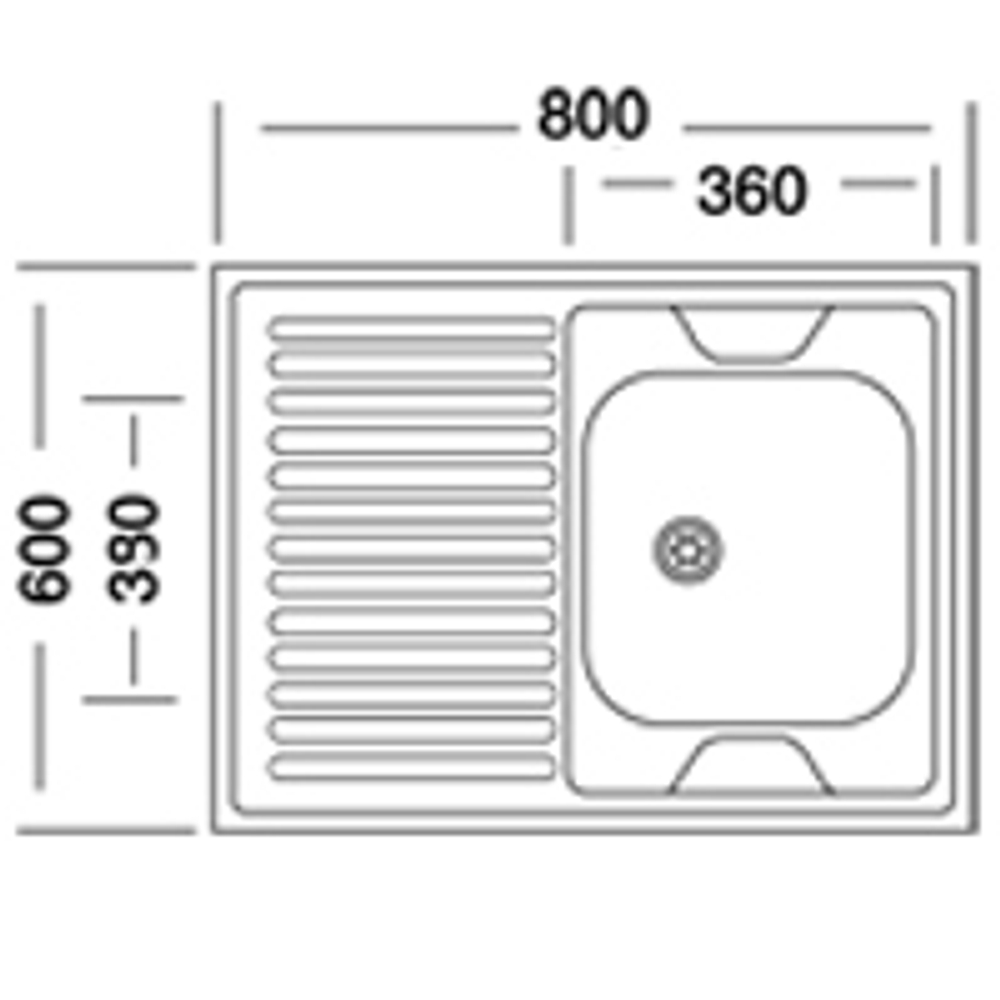 Мойка 80х60 (0,4) прав вып 1 1/2 Эконом (глуб. 13см)