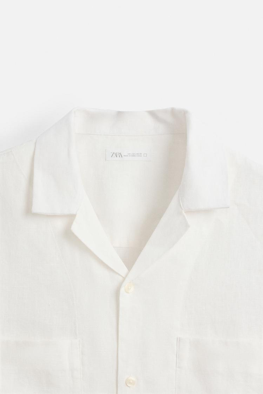 ZARA РУБАШКА ИЗ 100% ЛЬНА, БЕЛЫЙ