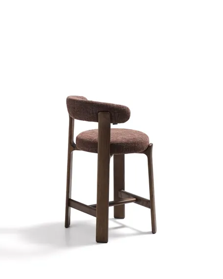 Полубарный стул Granite 65 см, коричневый шенилл, массив ясеня в цвете орех