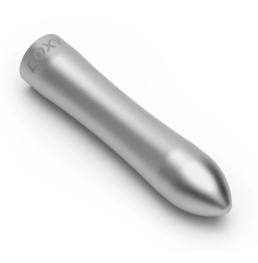 Серебристая металлическая вибропуля Doxy - 12 см.