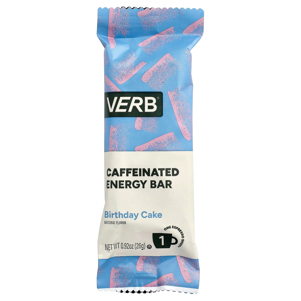 Verb Energy, Caffeinated Energy Bars, Birthday Cake, 16 Bars, 0.92 oz (26 g) Each