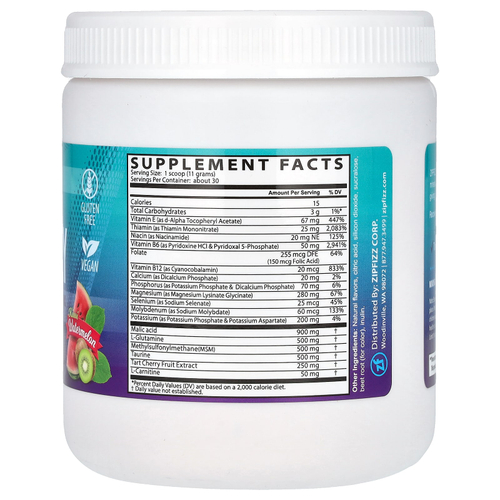 Zipfizz, восстанавливающая смесь для приготовления напитка, без кофеина, киви и арбуз, 330 г (11,64 унции)