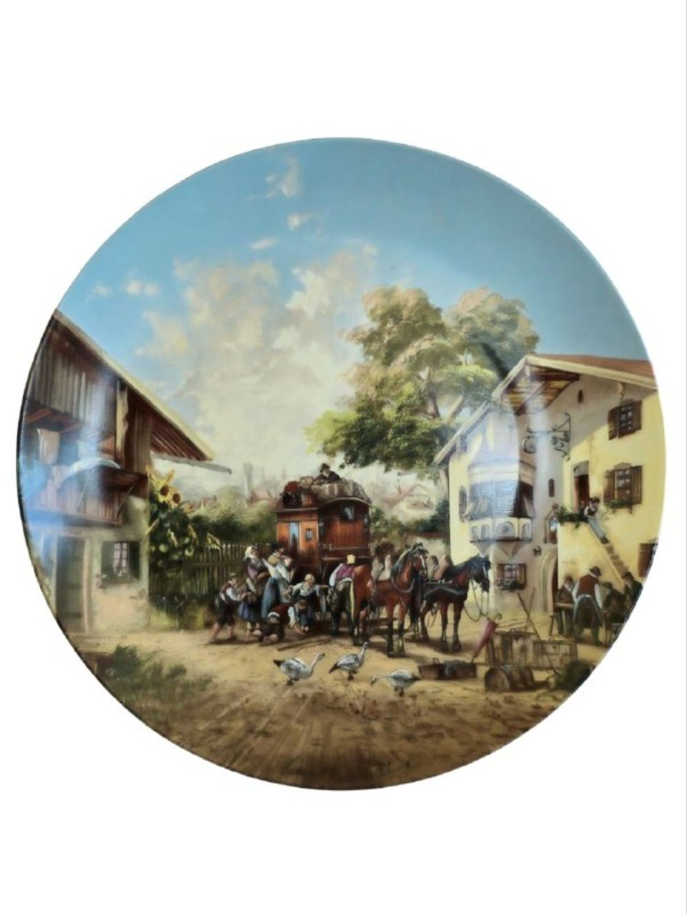 Тарелка декоративная "Прибытие дилижанса" Германия