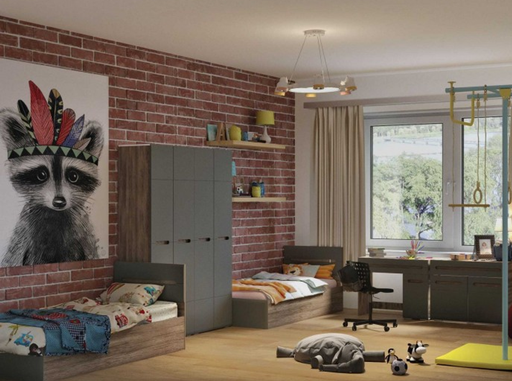 Кровать Наоми КР-12 дуб каньон/графит 900*2000