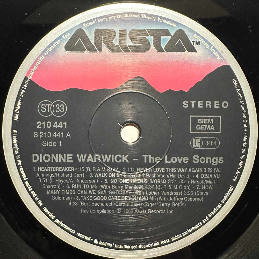 Dionne Warwick - The Love Songs (Европа 1989г.)