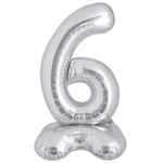 Шар фольгированный Цифра 6 127 см (Серебряный)