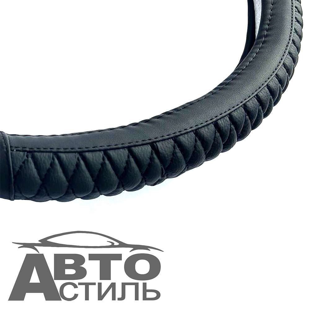 Оплетка на руль круглая Coolpart MAXIMAL (37*38) к/з черный/черный A  HT140-BLBL