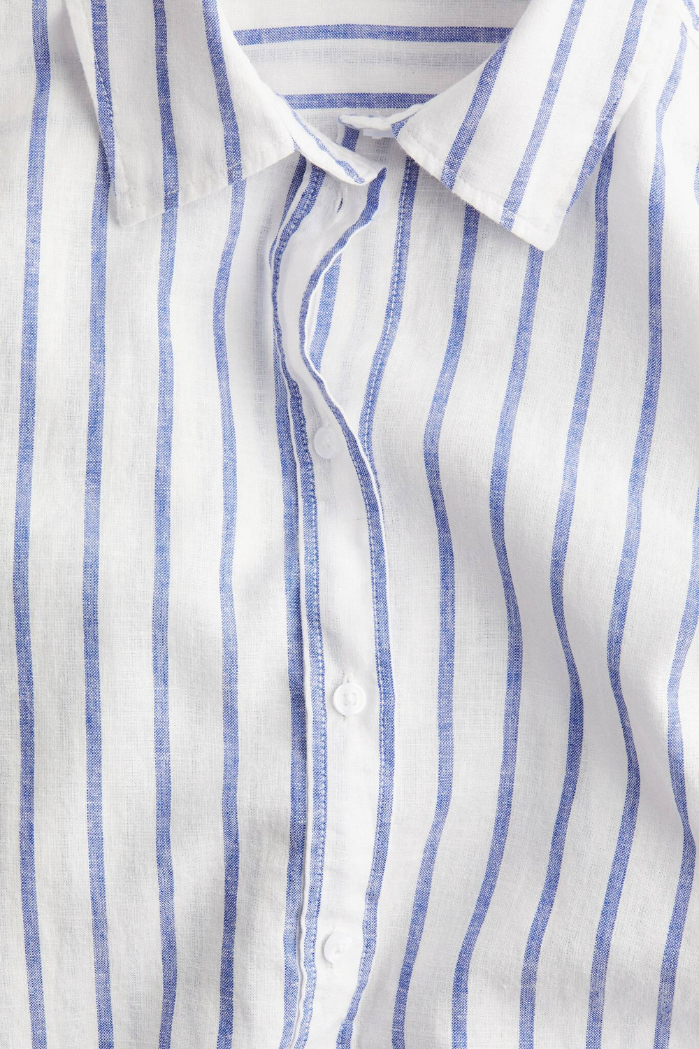 H&M Рубашка из льняной смеси, белый/синий