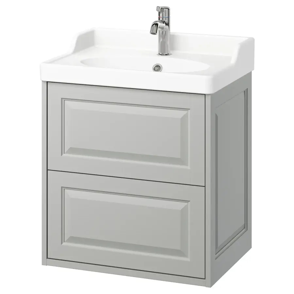 Тумба для ванной - TÄNNFORSEN / RUTSJÖN / TАNNFORSEN / RUTSJОN IKEA/ ТАНФФОРСЕН/РУСТЕН ИКЕА, 74х62 см, белый/серый