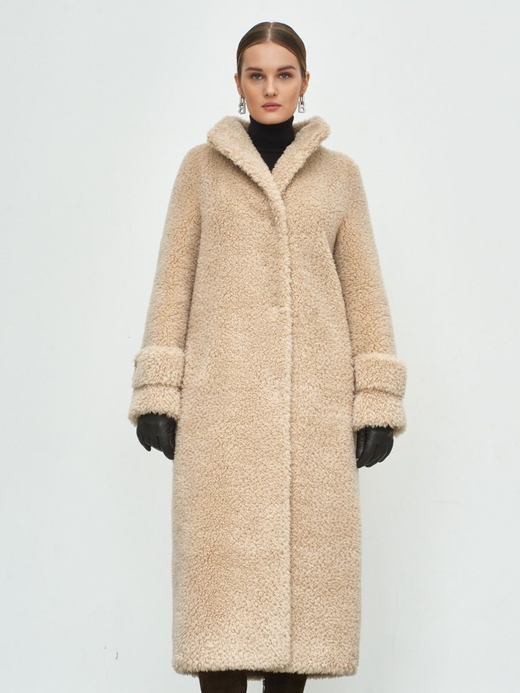 Искусственная зимняя эко шуба чебурашка, бежевая, Северина