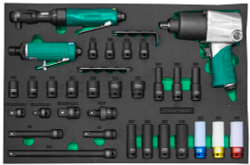 JA-C231SV Набор пневматического инструмента 1/2"DR и аксессуаров к ударному инструменту в EVA ложементе 560х400 мм, 31 предмет