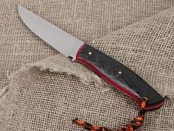 Нож для бушкрафта "Куница", сталь VG-10/Elmax, рукоять карбон (красный спейсер)