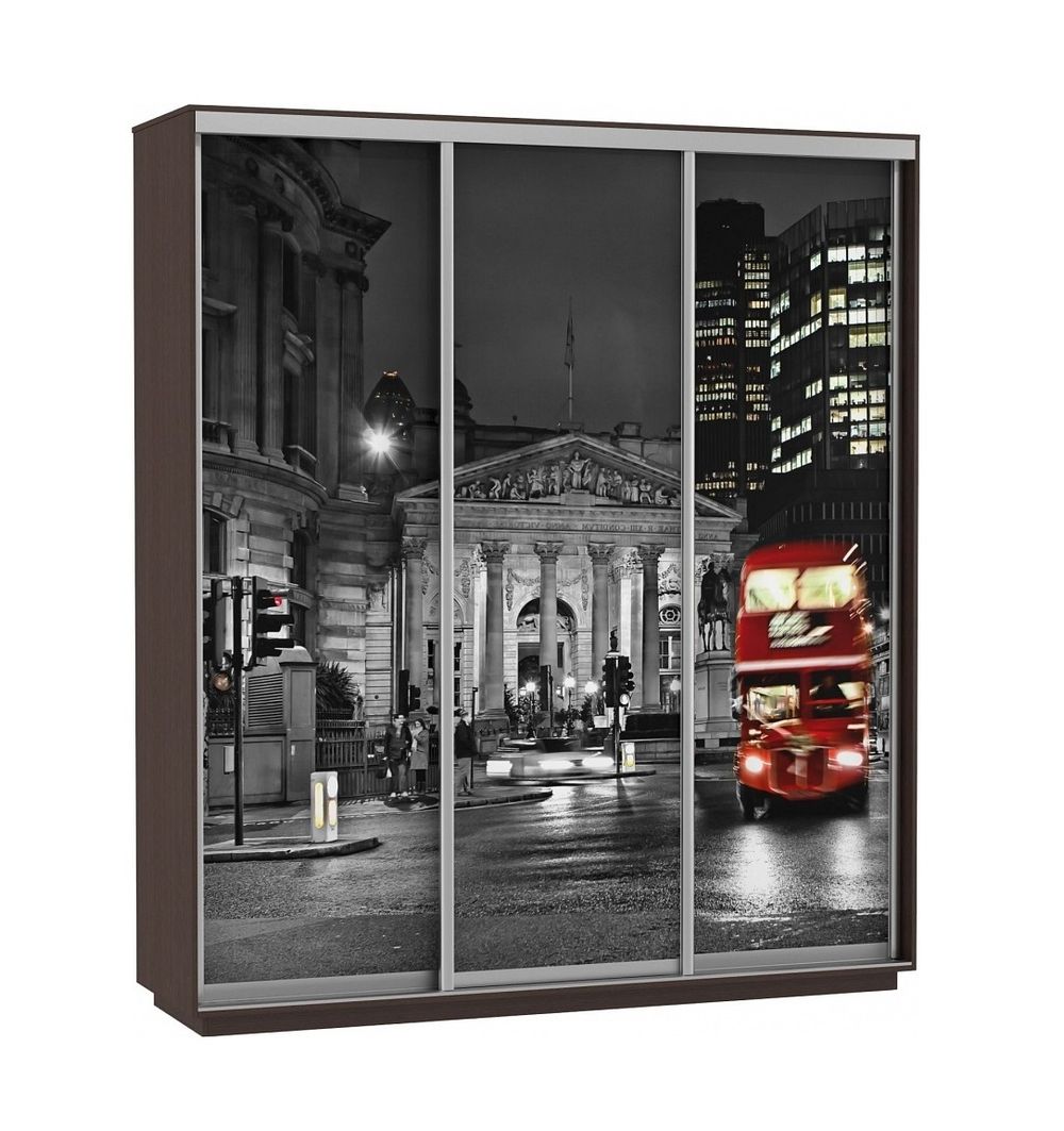 Шкаф-купе "Экспресс Фото Трио" (венге/ночной лондон) 2400х1800, МК Е1, г. Белореченск