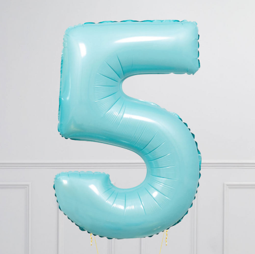 G Шар 40" / 102 см "Цифра 5" Пастель голубой (БГ-60) 